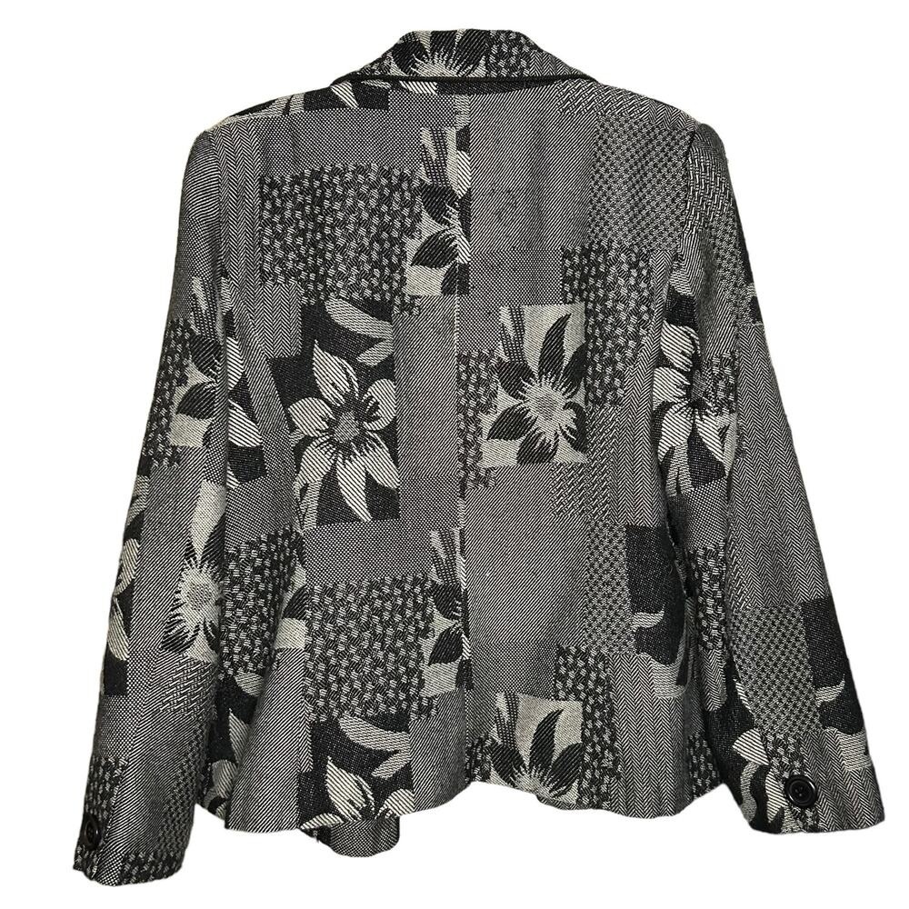 Vintage Black And Gray Patchwork Patterned Blazer… - image 2